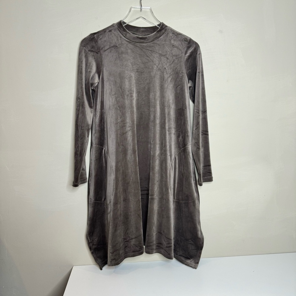 J Jill Pure Jill Mocha Velour Dipped Hem tunic dress Long Sleeve